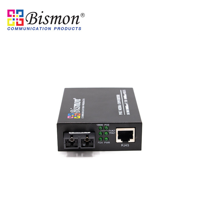 Media Converter 10/100/1000 BaseTX PoE to 1000 Base FX,SC Dual fiber, Single-mode,20KM. (af/at: 15.4/25.5W)